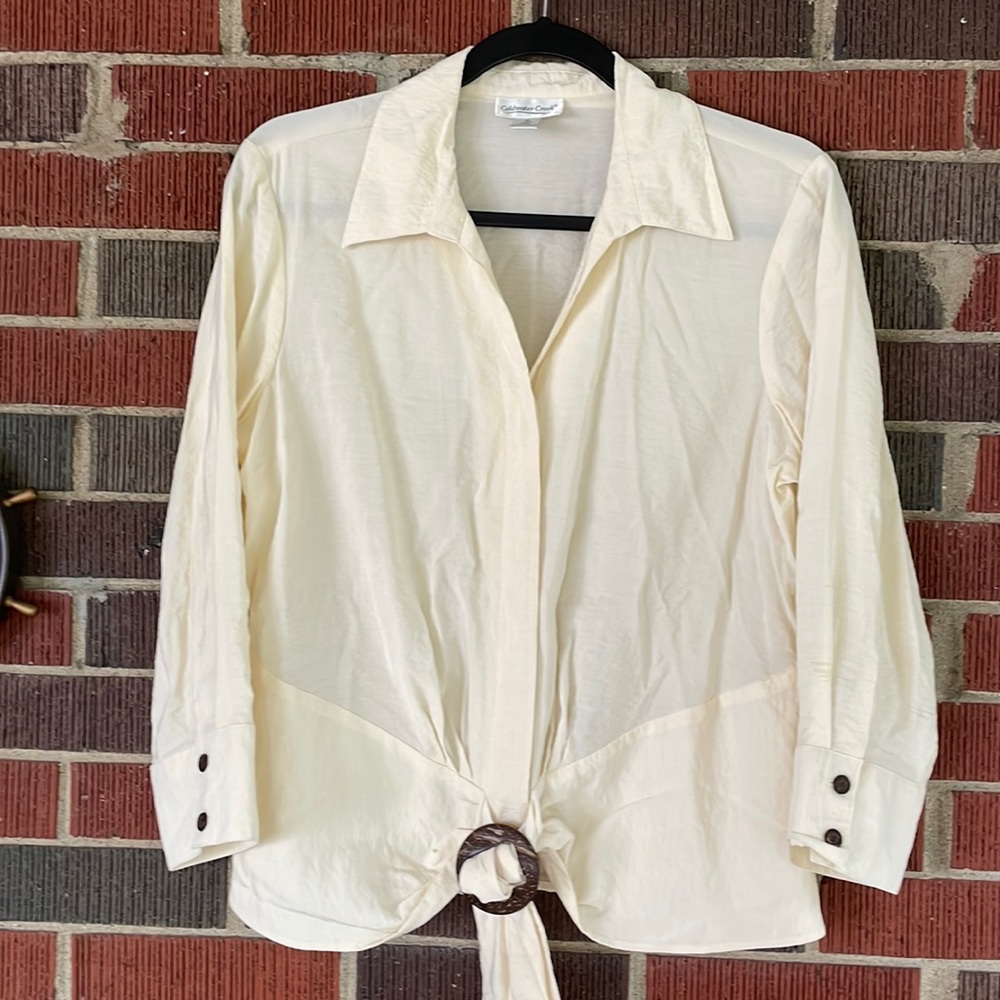 Coldwater Creek button front tie blouse